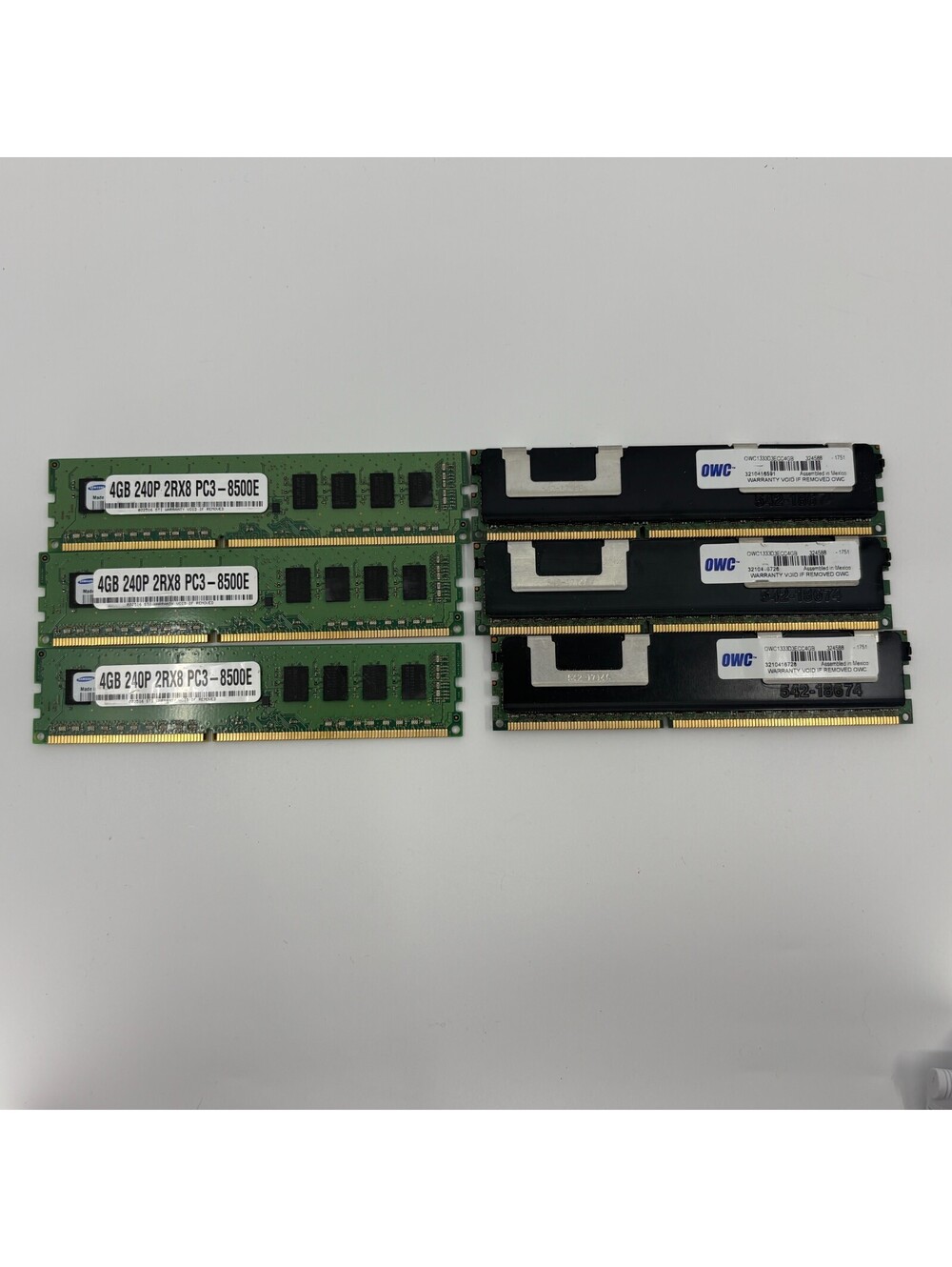 Samsung OWC 24GB DDR3 ECC Desktop RAM Lot 6x4GB PC3-8500E 240 Pin ***UNTESTED***